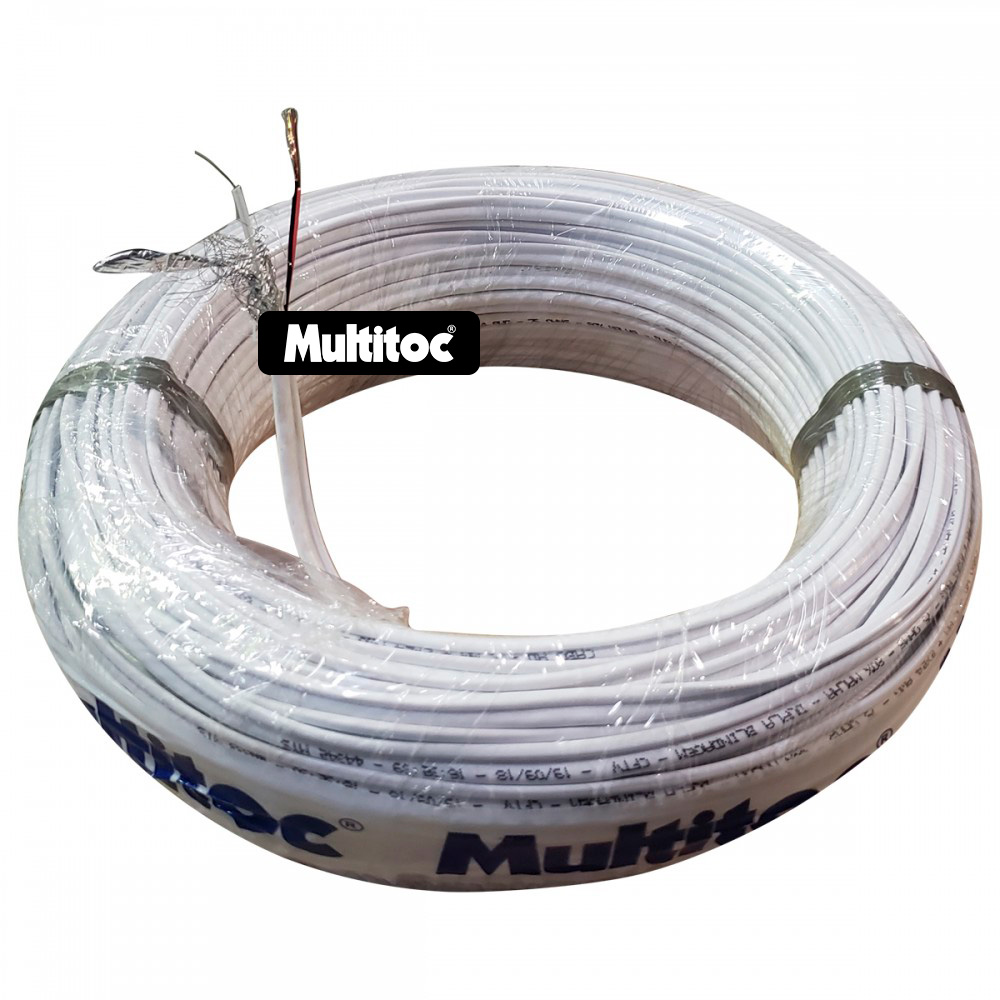 Cabo Coaxial Bipolar Dupla Blindagem 5mm Branco - 100m
