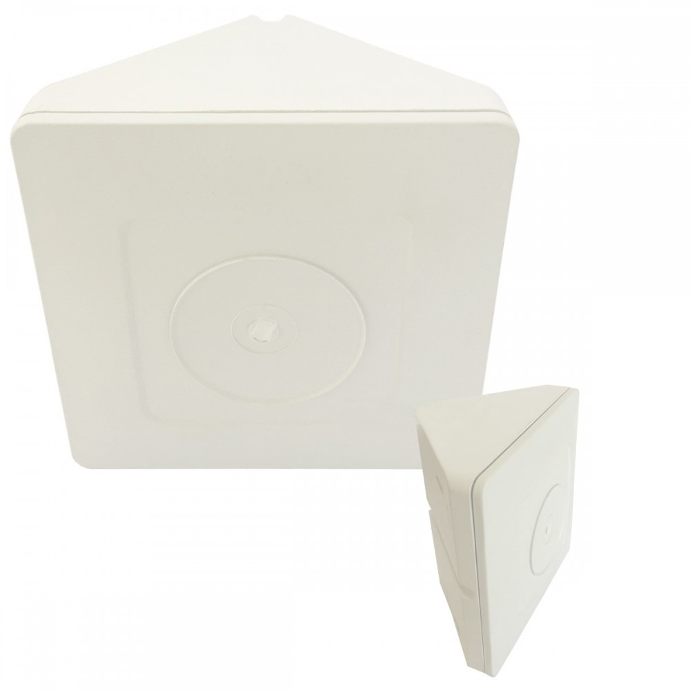 Caixa de Sobrepor CFTV Triangular Branca 8,5x8,5x4,5cm