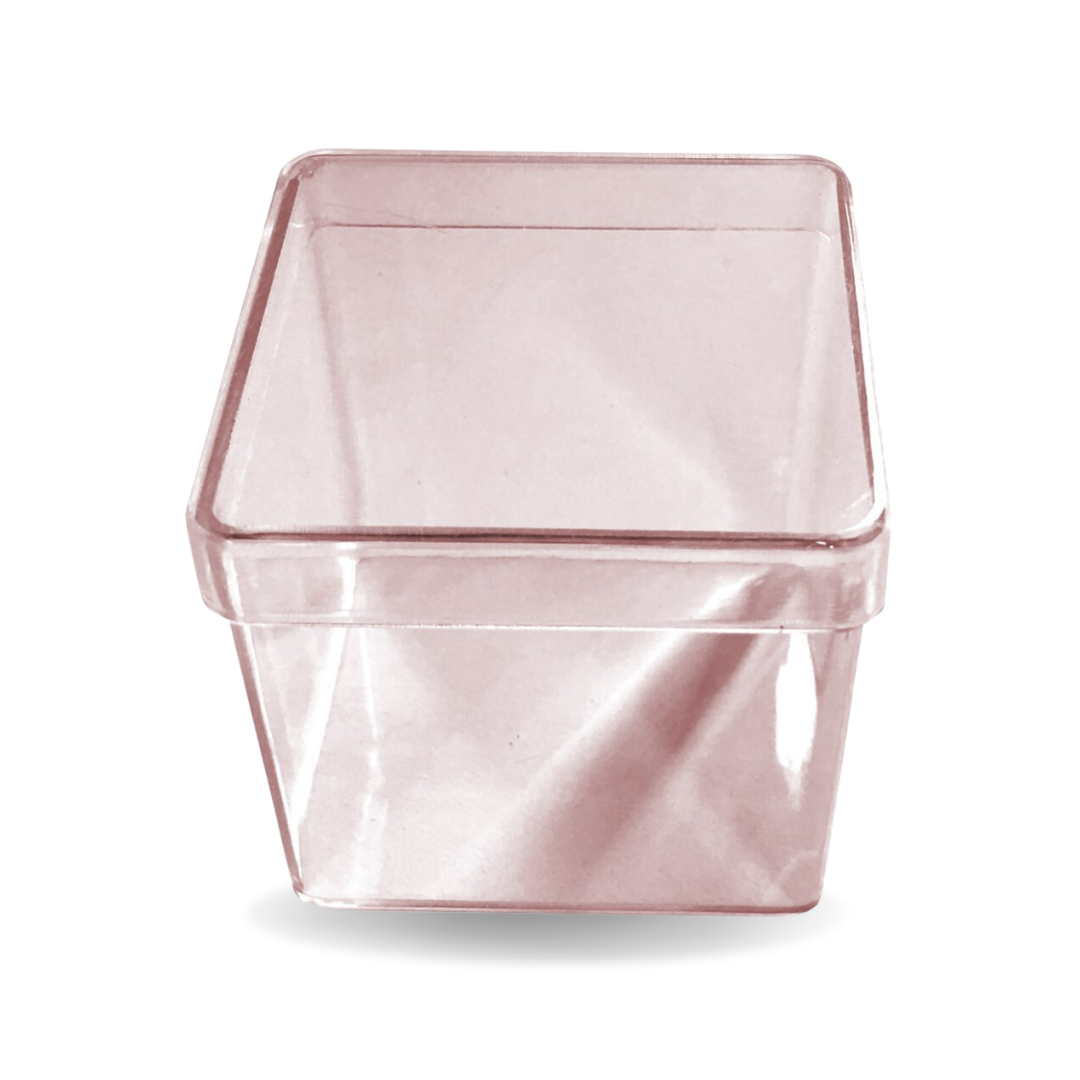 Caixinha de Acrílico Quadrada Rosa 100 peças