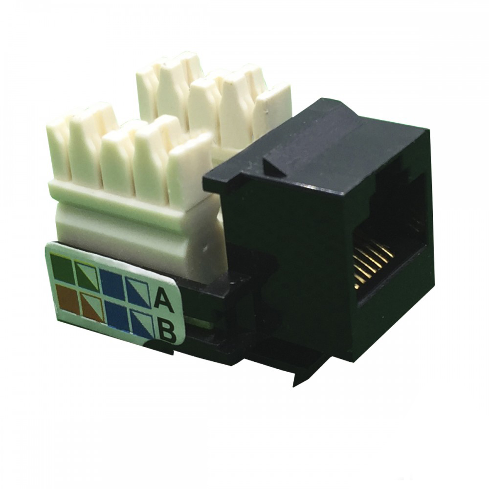 Conector Fêmea RJ45 Keystone Cat5e Preto