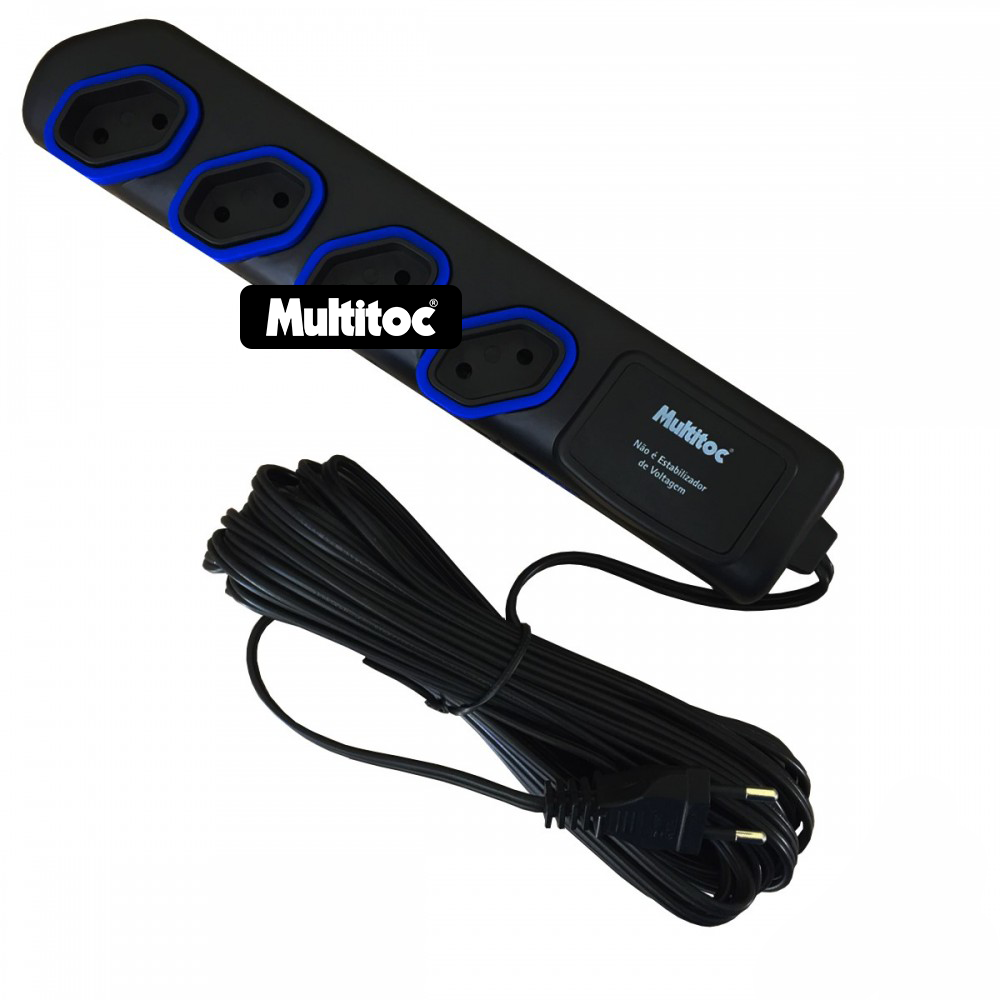 Extensão Elétrica Bivolt com 4 Tomadas e Cabo de 10m