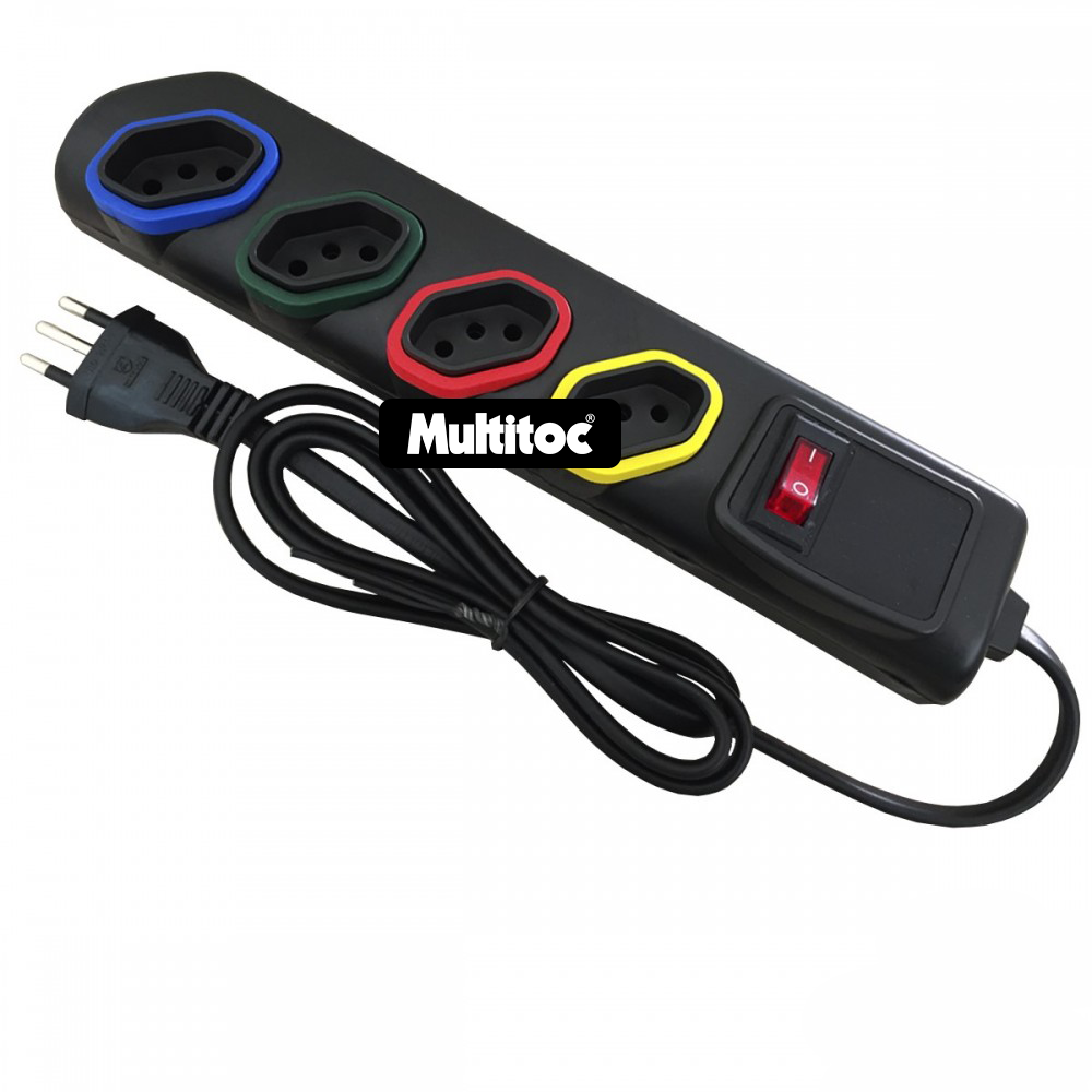 Filtro de Linha Bivolt com 4 Tomadas e Chave Disjuntora Modelo 2000