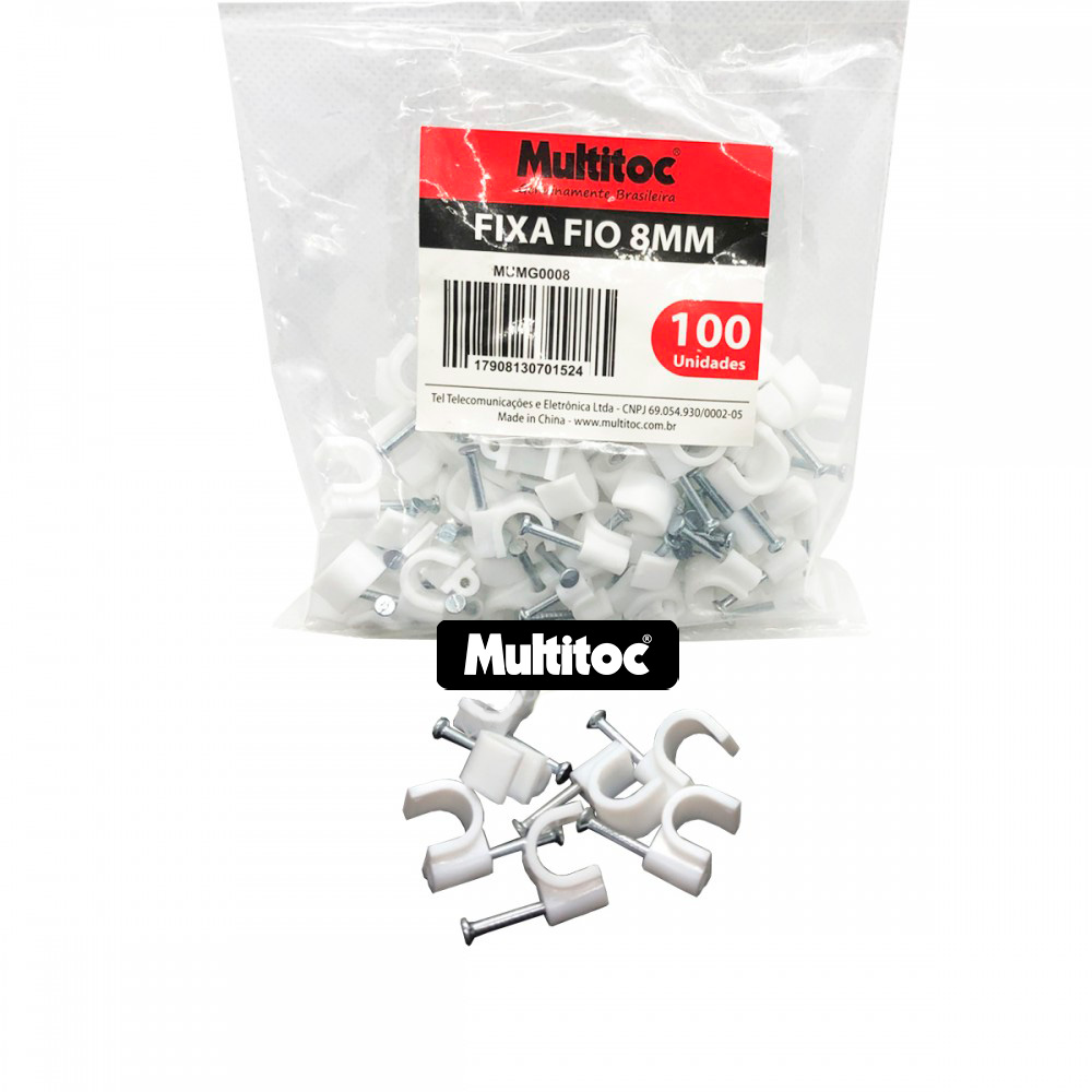 Miguelão Fixa Cabo 8mm Branco - 100 Unidades