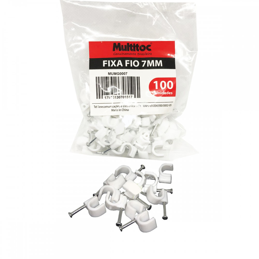 Miguelão Fixa Cabo 7mm Branco - 100 Unidades