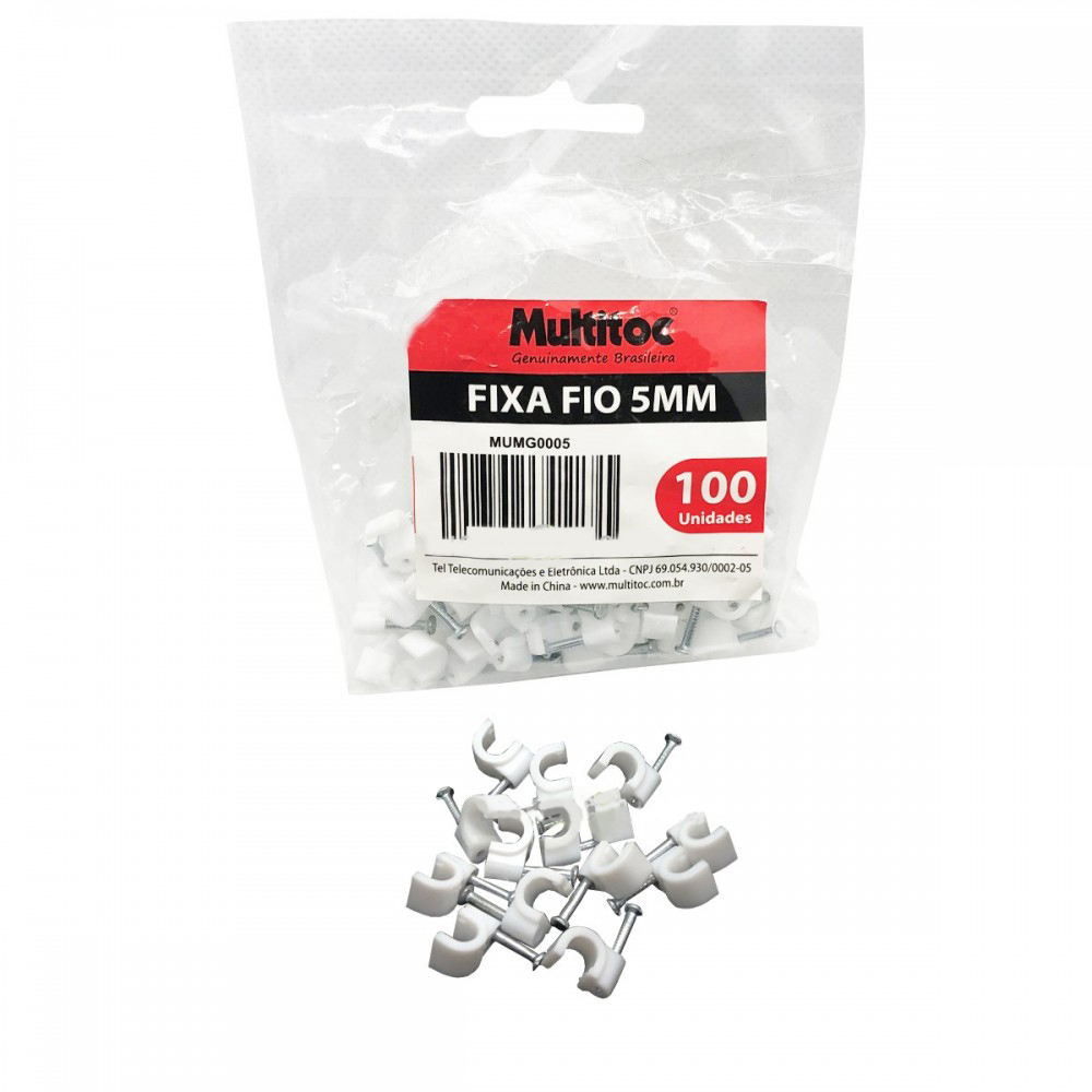 Miguelão Fixa Cabo 5mm Branco - 100 Unidades