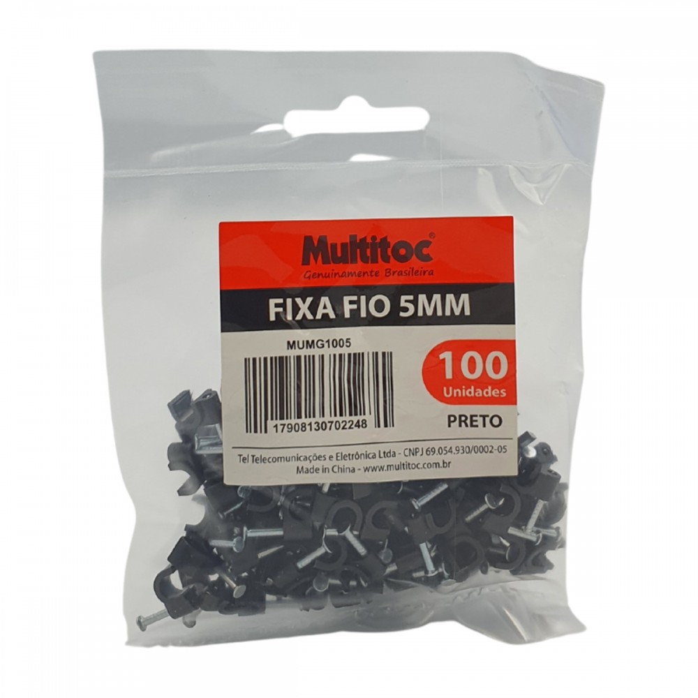 Miguelão Fixa Cabo 5mm Preto - 100 Unidades